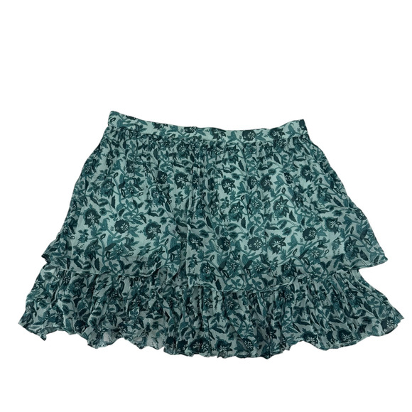 Anthropologie NIKASHA Mini Skirt Tiered Floral Beaded Size S Blue Green Boho - Picture 10 of 10